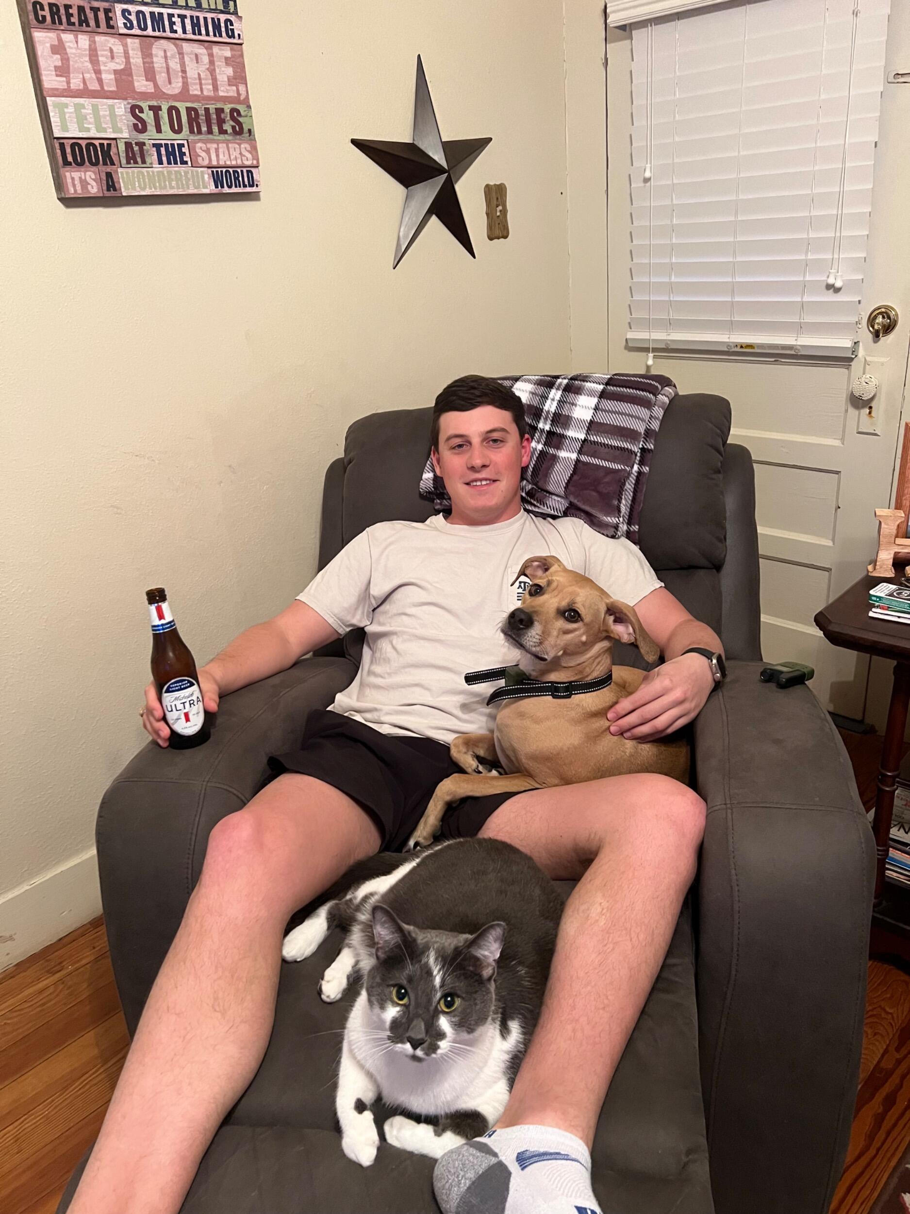 Missy & River love their snuggles with dad in New Braunfels!