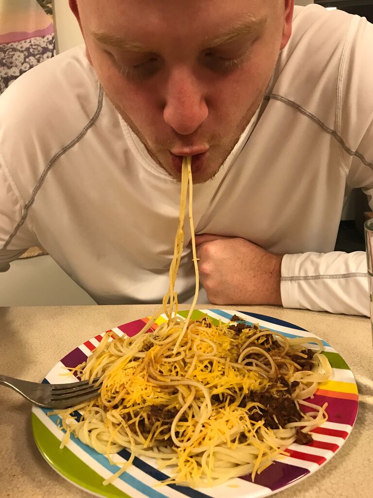 Ryan's first Skyline Chili! It was love at first bite to say the least...