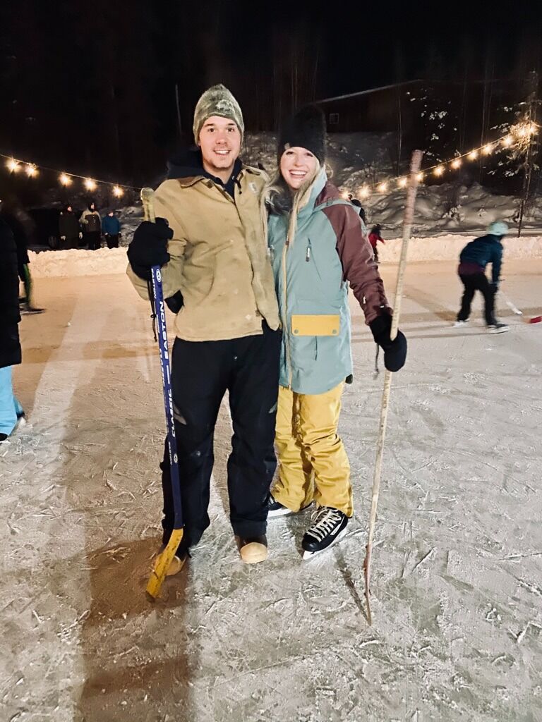 First time in Alaska over Christmas together. Pond Hockey!