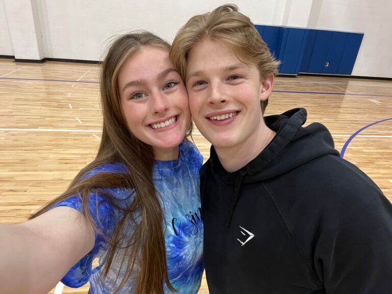 At the high school to watch Austins sister perform, and we found our way back to the gym and stood in the exact spot that he had asked Paige to be his girlfriend over 4 years ago! 