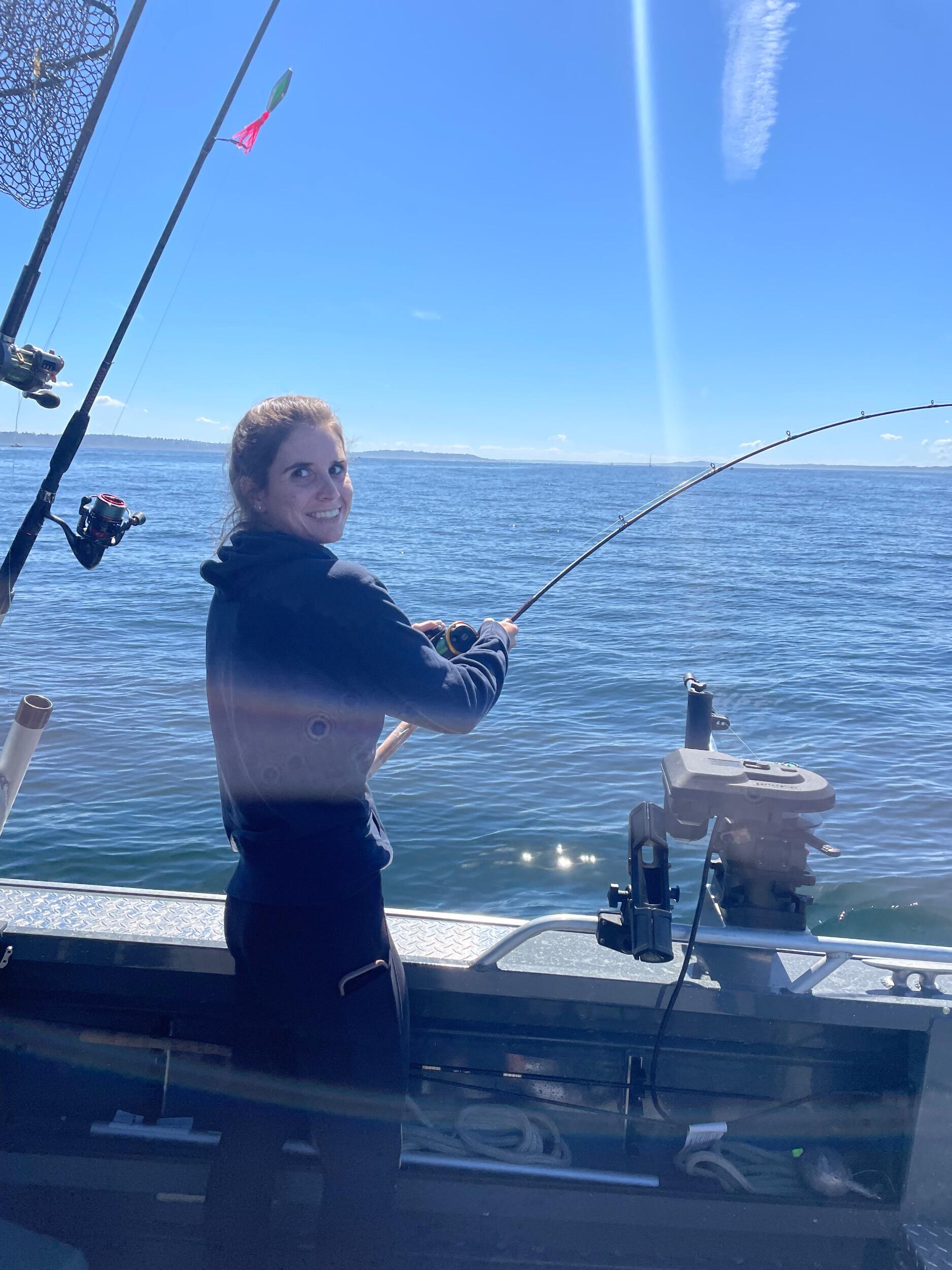 Travis finally convinced Lizzie to go fishing with him and she caught her first salmon!