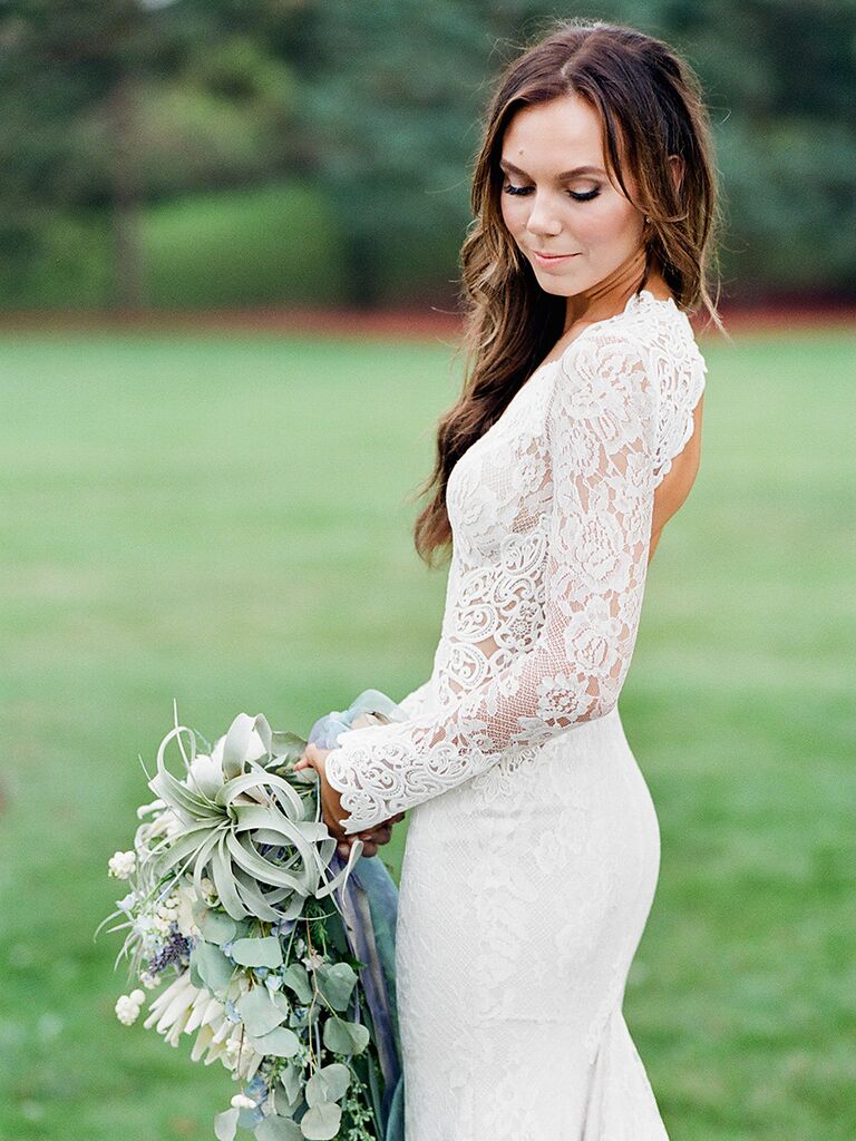 boho lace wedding dress with sleeves
