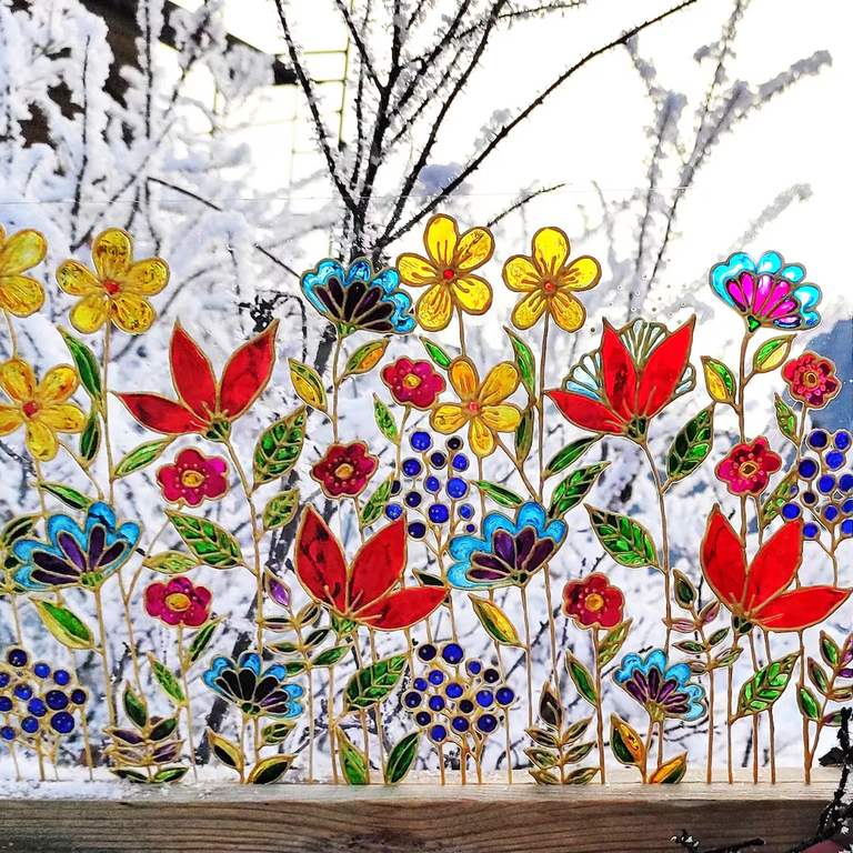 Floral Suncatcher by Ivan Glass Art on Etsy