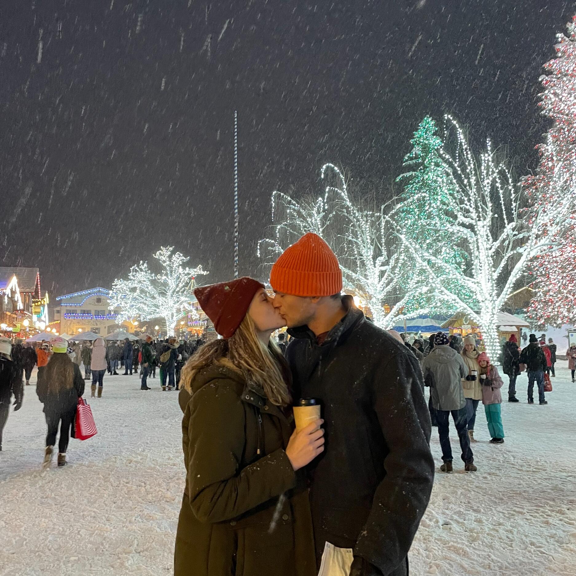 Enjoying the Leavenworth lights during Sam's first trip to Washington to meet Avery's family