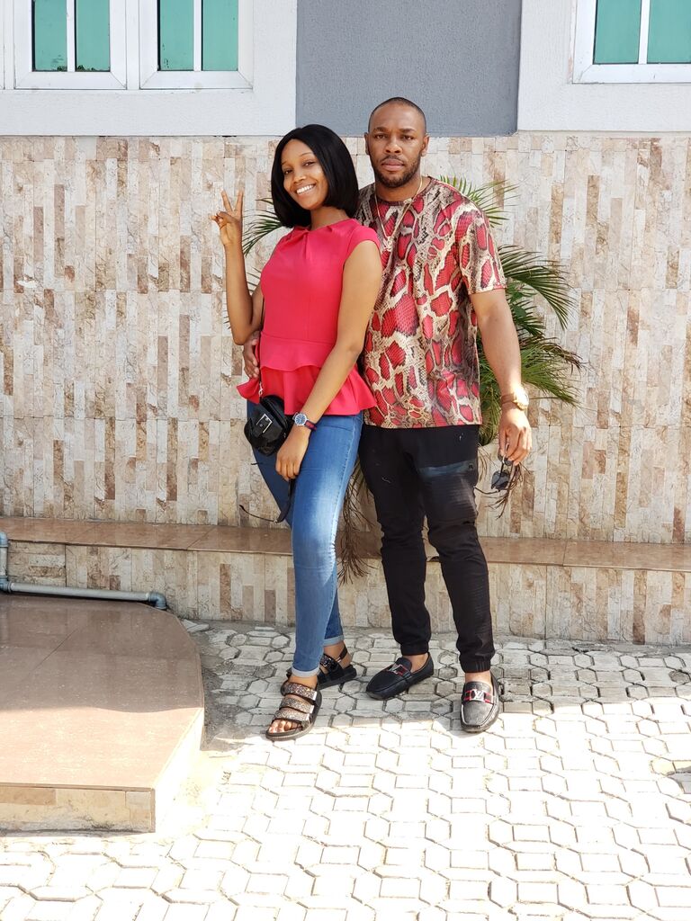 The Very First Day We Met!!

I met Francis in a funny way lol. We actually met through his sister Dinma who happened to be my friend at the time. We mainly talked occasionally (during birthdays and moments like that).

One day Dinma posted a picture of herself and Francis and knowing her, she rarely posted on her whatsapp status. So, seeing a picture of her and a good looking man, I paused for a moment and couldn't help but send "God When" to her cause they looked so good together! Then she replied with God when what? lol. I proceeded to say your man is fine oo, then she replied saying, that's my brother and I jokingly said oh! do some connection na and she asked if I was single (cause apparently it looked like Francis was also searching for his missing rib haha) and I remember not giving her a specific response. 
By evening of same day, Francis sent me a DM on IG and while I was busy taking my precious time to respond, the fine man asked for my number. We started talking and obviously he was an IJGB who was still chilling in Lagos. The moment he arrived the East, he drove to my dad's house to see me, we hung out, his driver took these pictures and the rest of our story is History lol.
