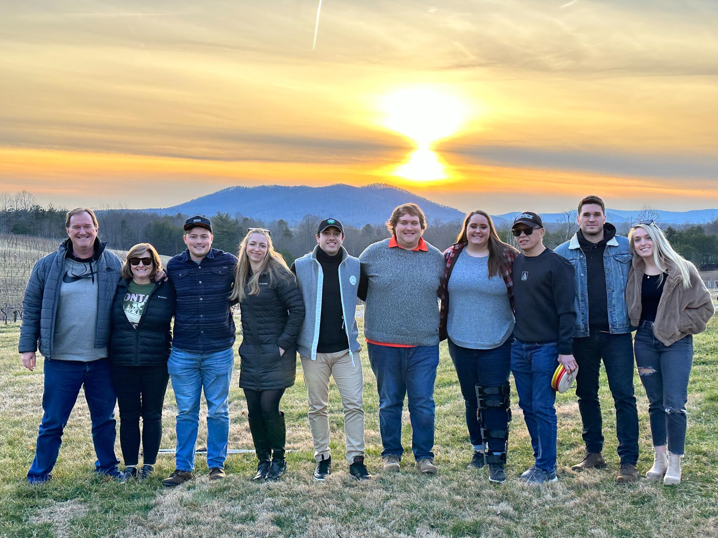 They celebrated Brett's 29th birthday with a surprise party with friends where thye played games at a winery!