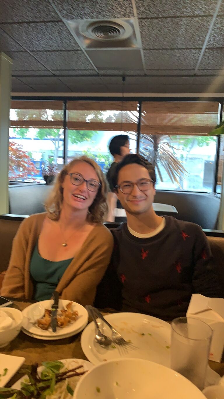 This may be the first photo ever taken of Adam and Ella. This historic document was made possible by Kristy Lai and Jewelia Yao during Ella's first trip to Berkeley when the couple was dating long distance.