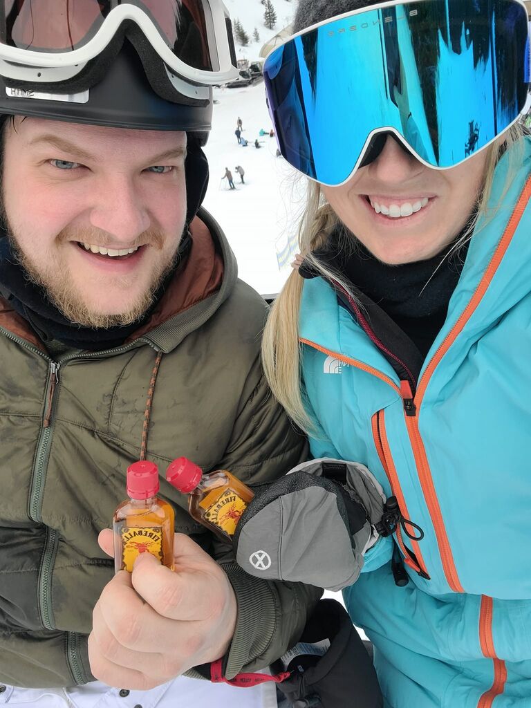 First time hitting the slopes together! After practicing the night before by watching youtube tutorials and Jenny towing Jake on his (brother's) snowboard down the streets of her neighborhood, they drove out to Bluewood for some fresh powder. Unfortunately, Jake forgot all of his snow clothing, and had to wear Jenny's. Fortunately, both had an absolute blast on the mountain!
