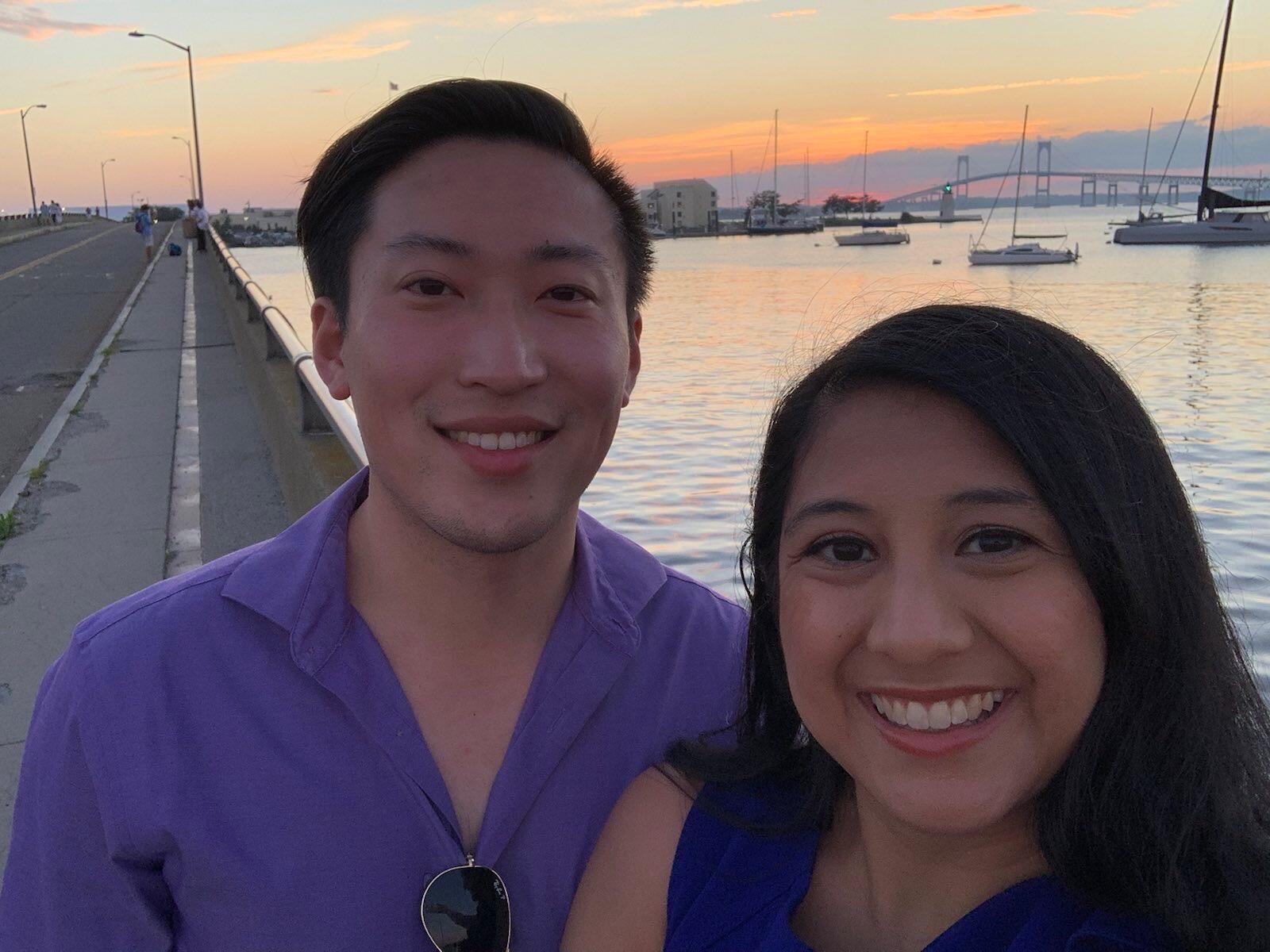 Despite the pandemic, the couple had a relaxing vacation in scenic Newport, Rhode Island. On this night, they watched the sunset as they walked back to the resort snapping a quick selfie.