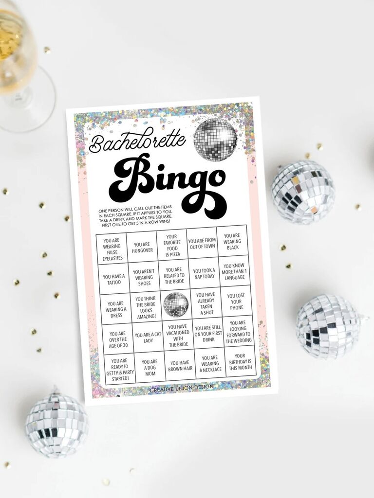 Creative Union Design Bachelorette Party Bingo Game