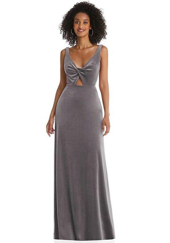 Dessy Group Twist Front Cutout Velvet Maxi Dress - Cameron - LB033