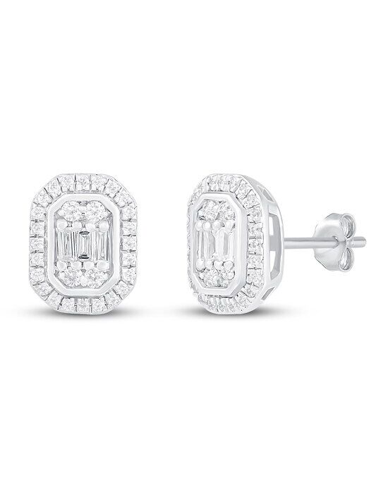 Men's Diamond Earrings 1/4 ct tw Round-cut 10K White Gold