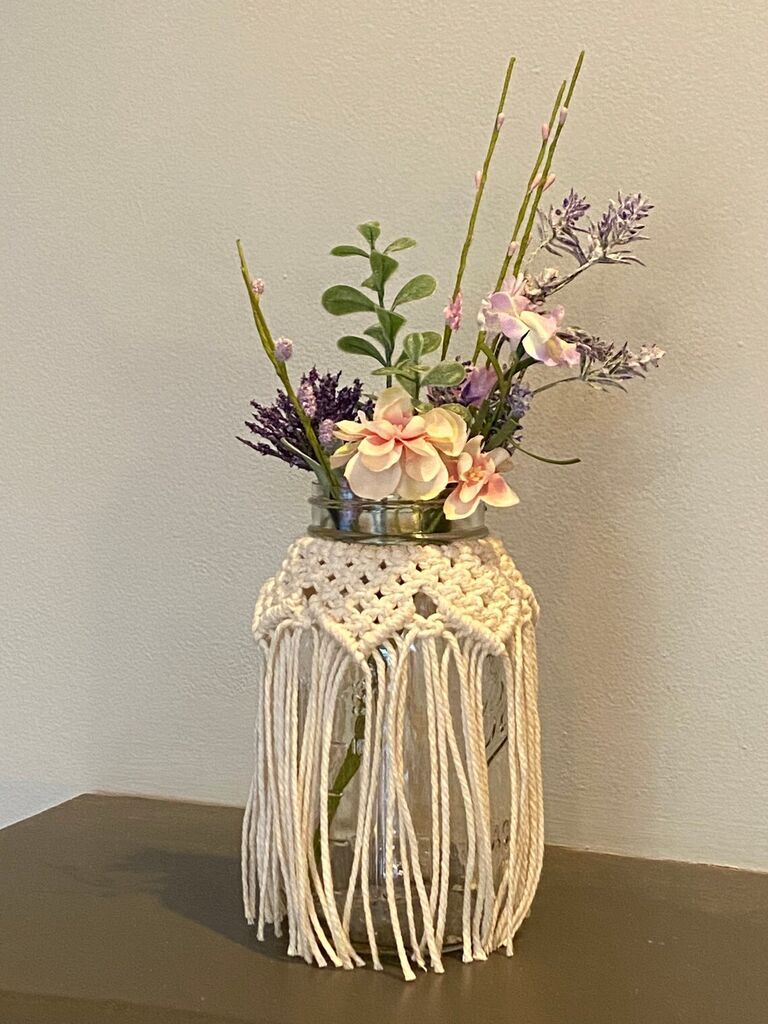 Macrame vase decor for boho bridal shower