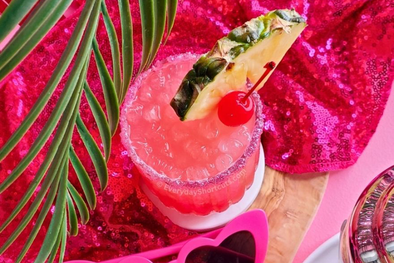 Barbie theme party ideas: Malibu Barbie pink cocktail