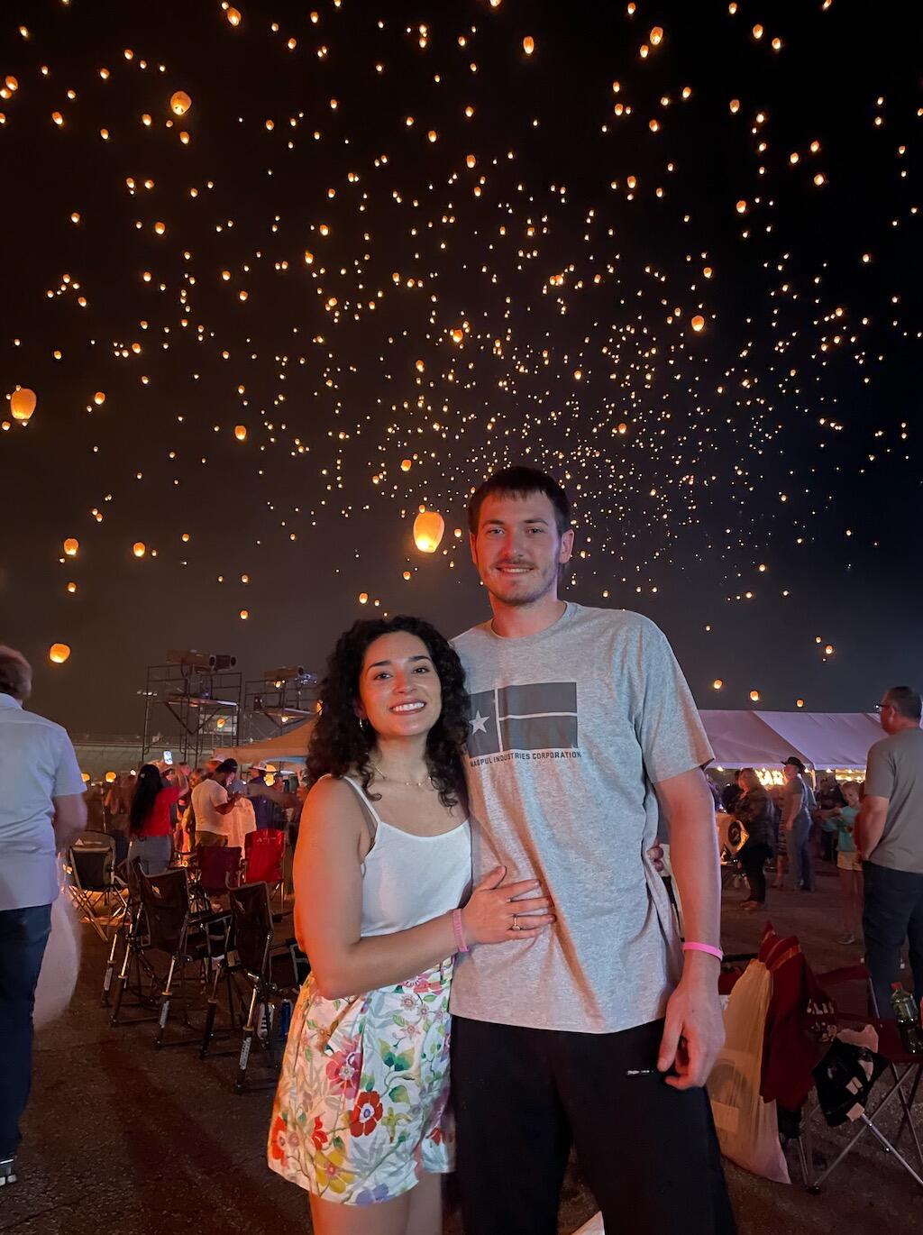 Enjoying the light show under the Texas stars. Only after catching a lady's hair on fire! (oops).