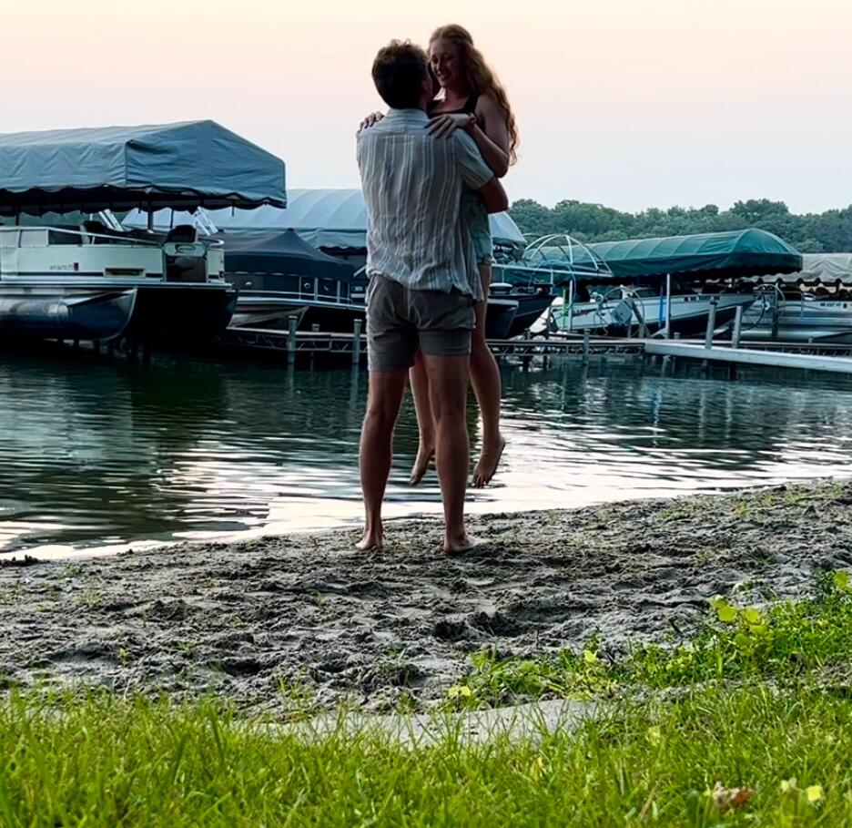 Mitchell proposed at his family cabin while the two were playing volleyball on the shore!! Sierra and Mitchell are over the moon to spend the rest of their life together!