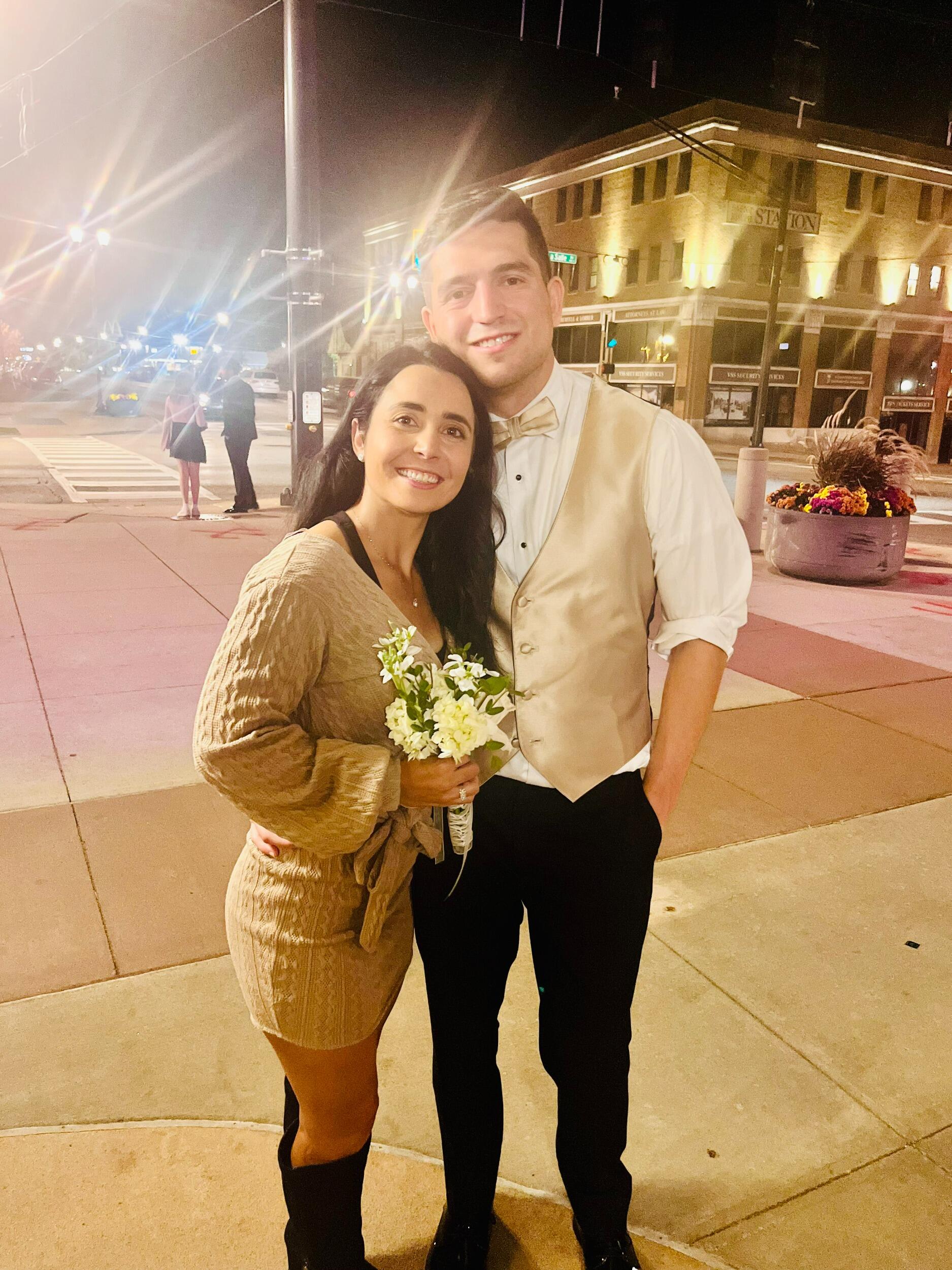 Celebrating the love of Phillip and Ingrid in Indiana—Nick stood by his friend as a groomsman, and I caught the bouquet! 💐✨ First time in Indiana and I just knew I had to be next, right?! 😉💍