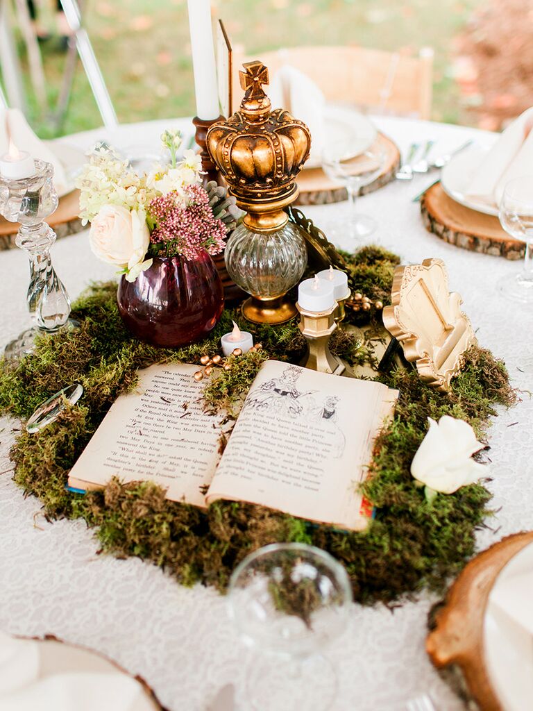 Whimsical book-inspired wedding centerpieces