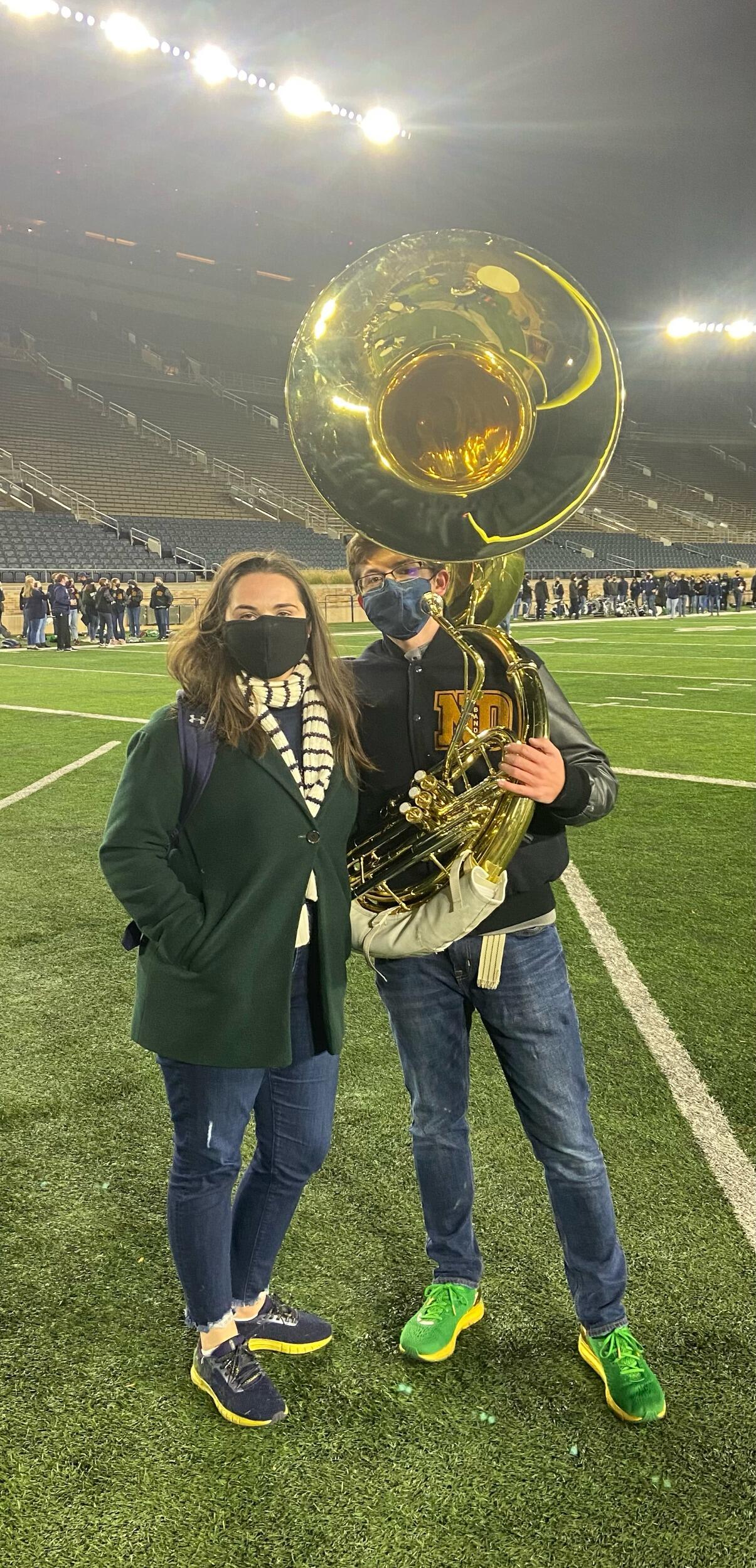 Last practice in Notre Dame Stadium as members of the Marching Band.