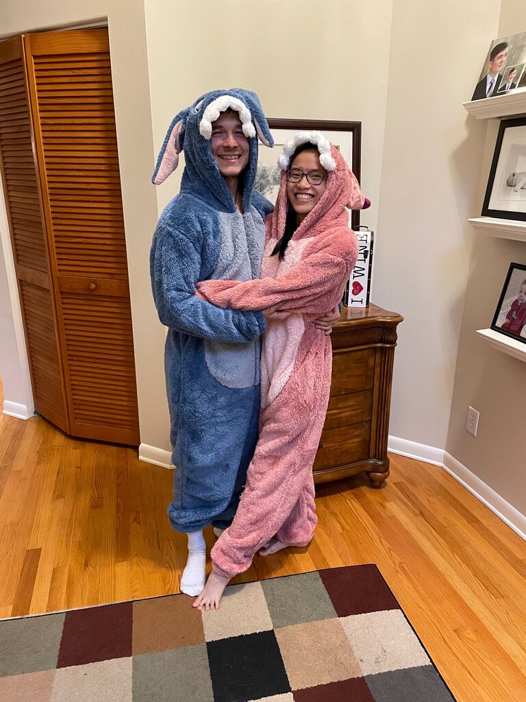 Halloween was just around the corner and Keegan asked Mei the question of all questions for this Holiday. “Can we do a couples costume?!” Mei, not being this type of person and surprised that Keegan had asked this took a minute to respond and then said “I guess…” Little did they know this would be the most comfy couples costume. Walking down Franklin Street, they got a lot of sweet reactions from bystanders, one of them being “I wish someone loved me as much as that!” 