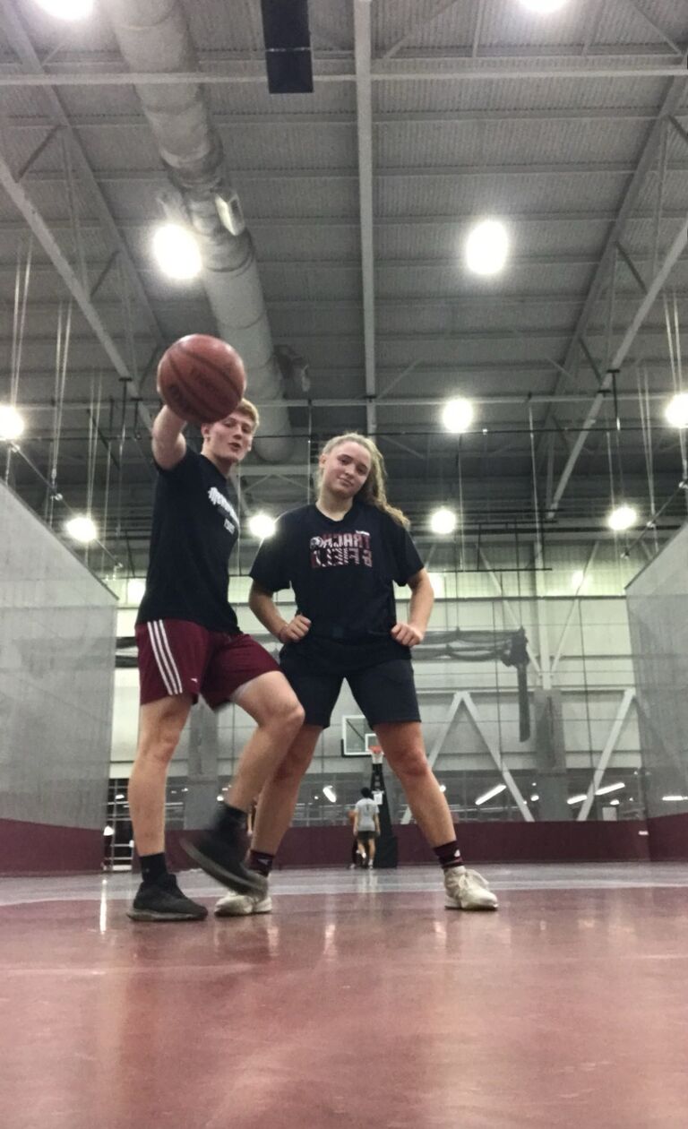 Caleb would come to hang out with Evelyn during her freshmen year of college. Unfortunately, he lost many many one-on-one basketball games to Evelyn (and still does). 