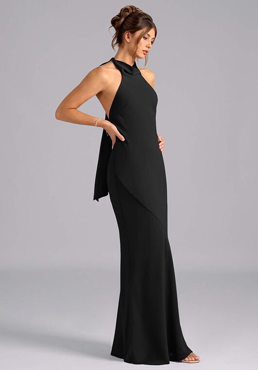 princess polly baby blue dress Azazie Azazie Velli Chiffon in Black Bridesmaid Dress