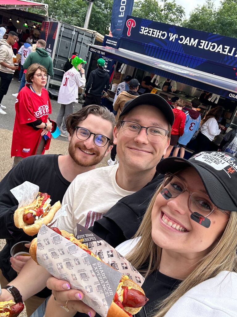 We may be in London, but we still had to have a few game day hotdogs.