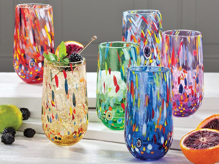 Funky colorful Murano-style glasses Etsy wedding gift idea