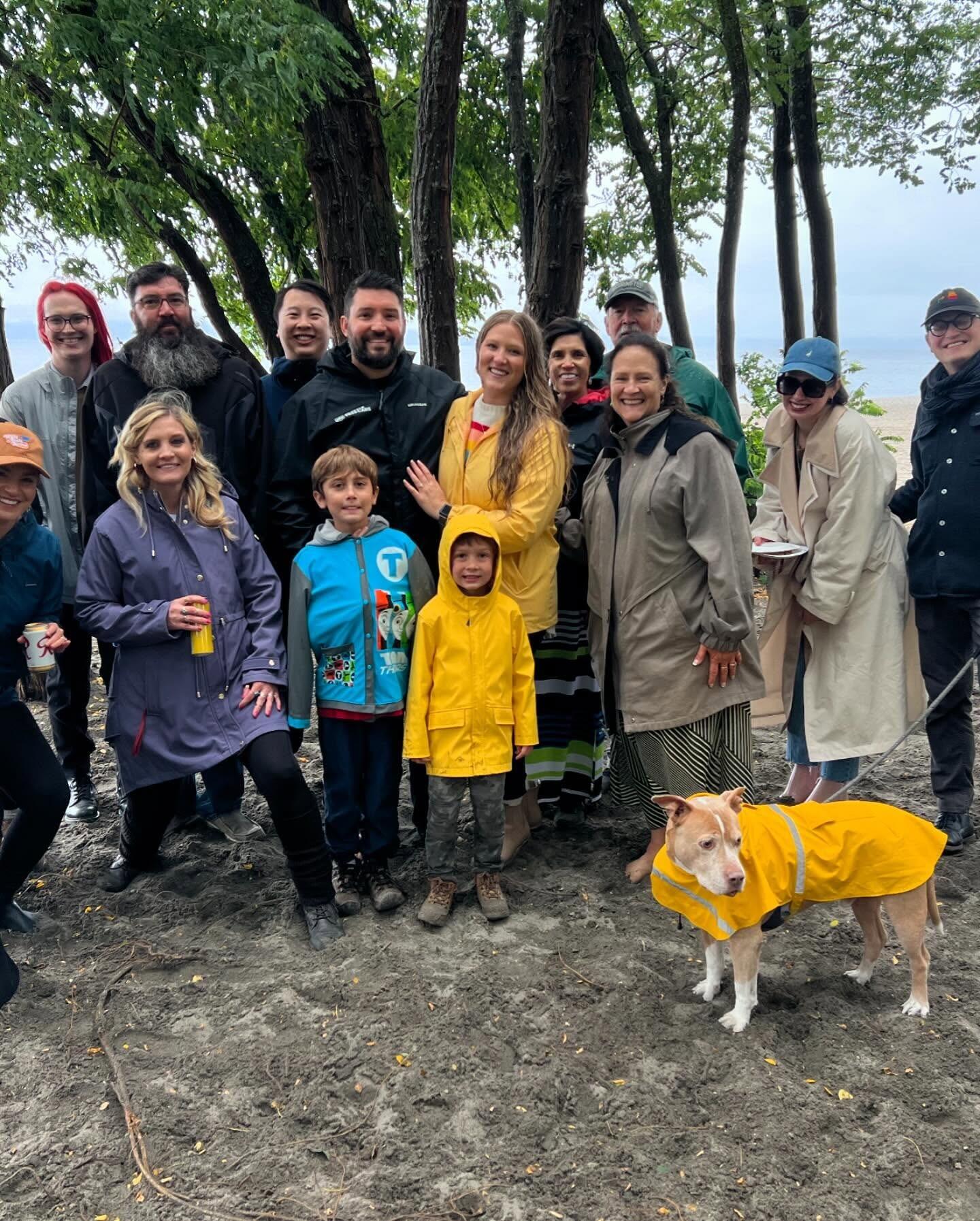 We got engaged during a rainy day in Seattle at Golden Gardens Park.