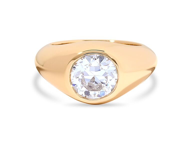 Elle Parahia wide band engagement ring