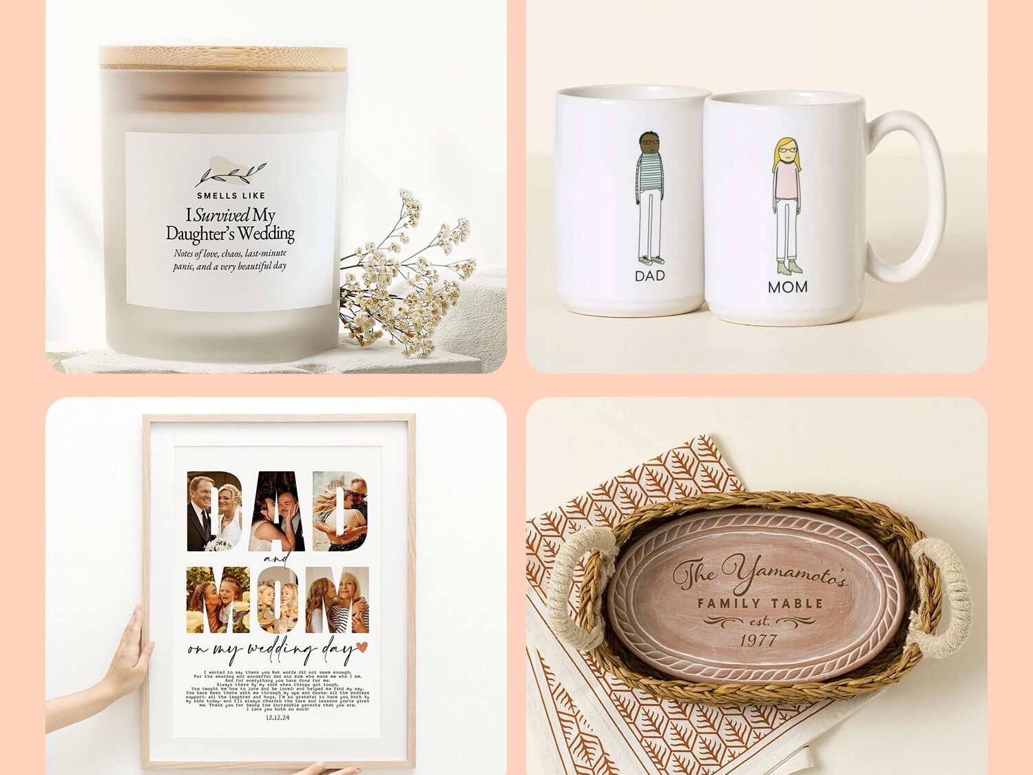 Thoughtful gifts for parents on the wedding day and after
