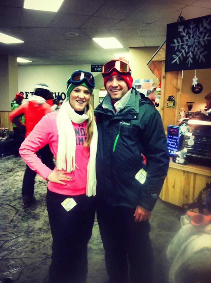 Skiing during Valentine's day outside of Laramie, WY.