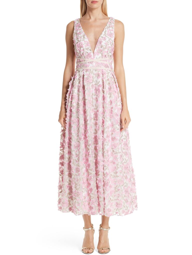 pink floral wedding guest dress