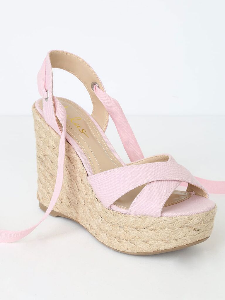 Pink Floral Wedges - Espadrille Wedges - Lace-Up Wedges - Lulus