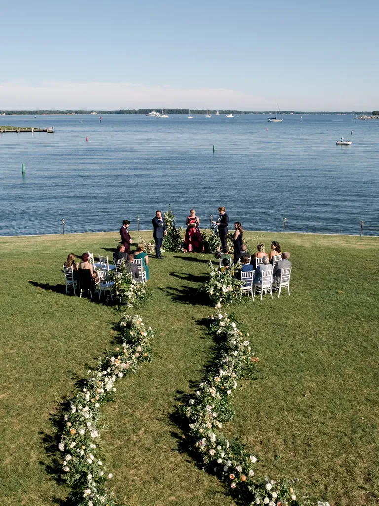 Waterfront wedding ceremony, taylor swift themed wedding