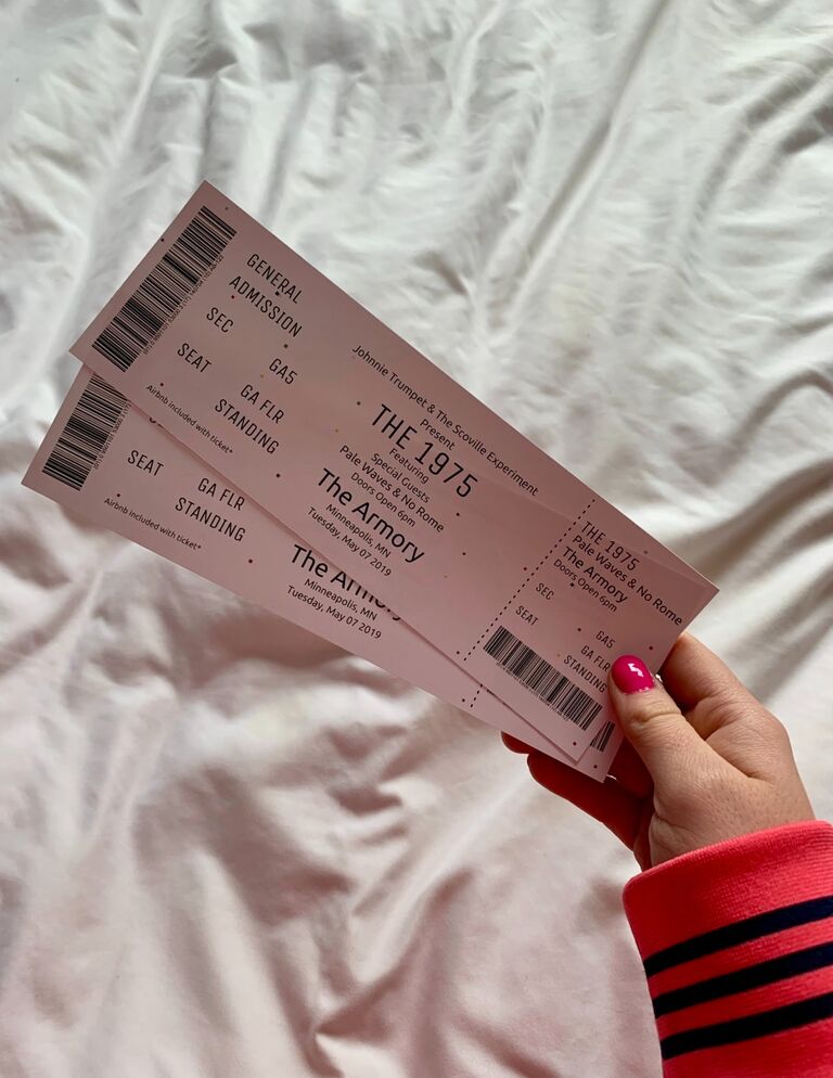 The 1975 tickets John designed to surprise Savannah.