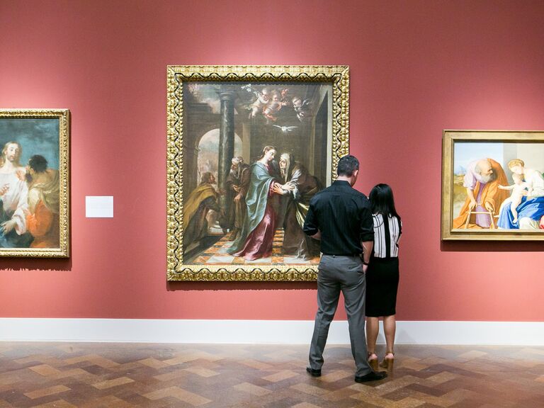 A couple enjoy The San Diego Museum of Art