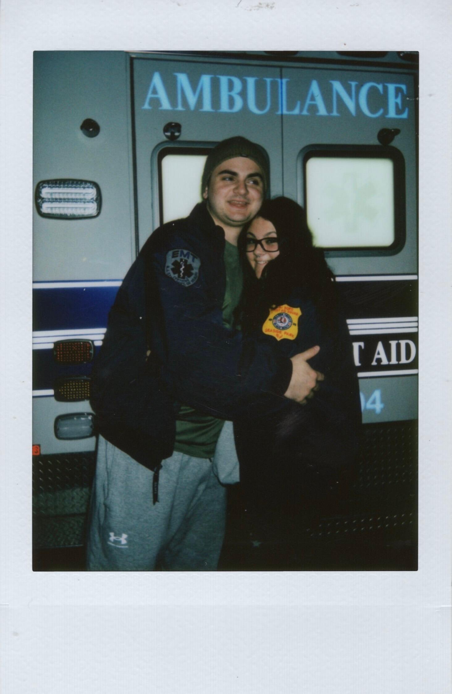 Our first time working together! Tyler had been riding for a local first aid squad since September of 2021, after seeing and hearing all of his EMS stories I decided that I wanted to become an EMT! I started riding with Tyler as a 3rd member leading up to EMS school. It was awesome being able to work with my partner in crime and learn the in's and out's of how to be a good EMT. We have so many fun stories from working together!
