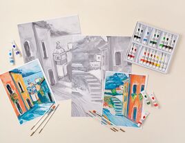 Paint by shadows kit of European scenery