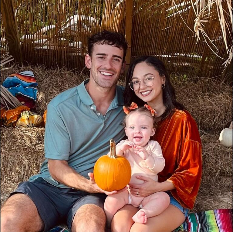Picking pumpkins for the first time with our daughter!