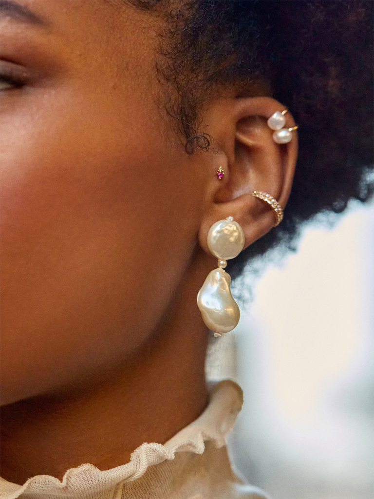Double drop pearl earrings