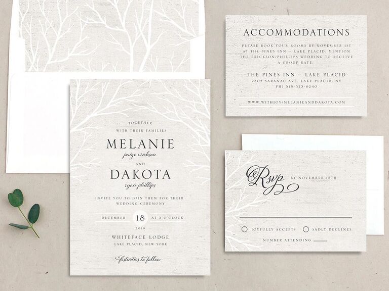 Woodsy Rustic Romantic Forest Fern Wedding Invitation Set with RSVP