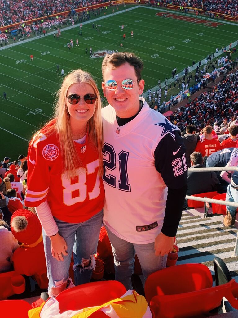 We like sports! Erica got to watch her team win (chiefs) and Clayton got booed at the tailgate (cowboys)