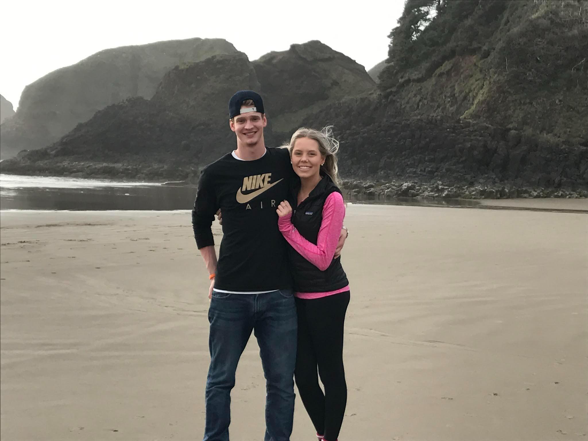 Joe's first time at Cannon Beach. Joe proposed at this spot 5 1/2 years later!