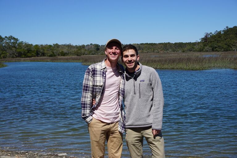 Being three hours away from one another, we spent weekends on the road, alternating which one would drive to see the other. 
We were invited to spend spring break together on the coast. This is the first photo we have together that is not a selfie. 