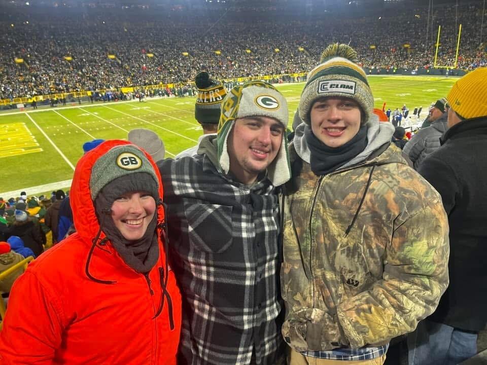 Second Green Bay Packers game, First one in Wisconsin and Peyton's little brother came along.