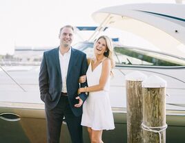 Bride and groom at rehearsal dinner