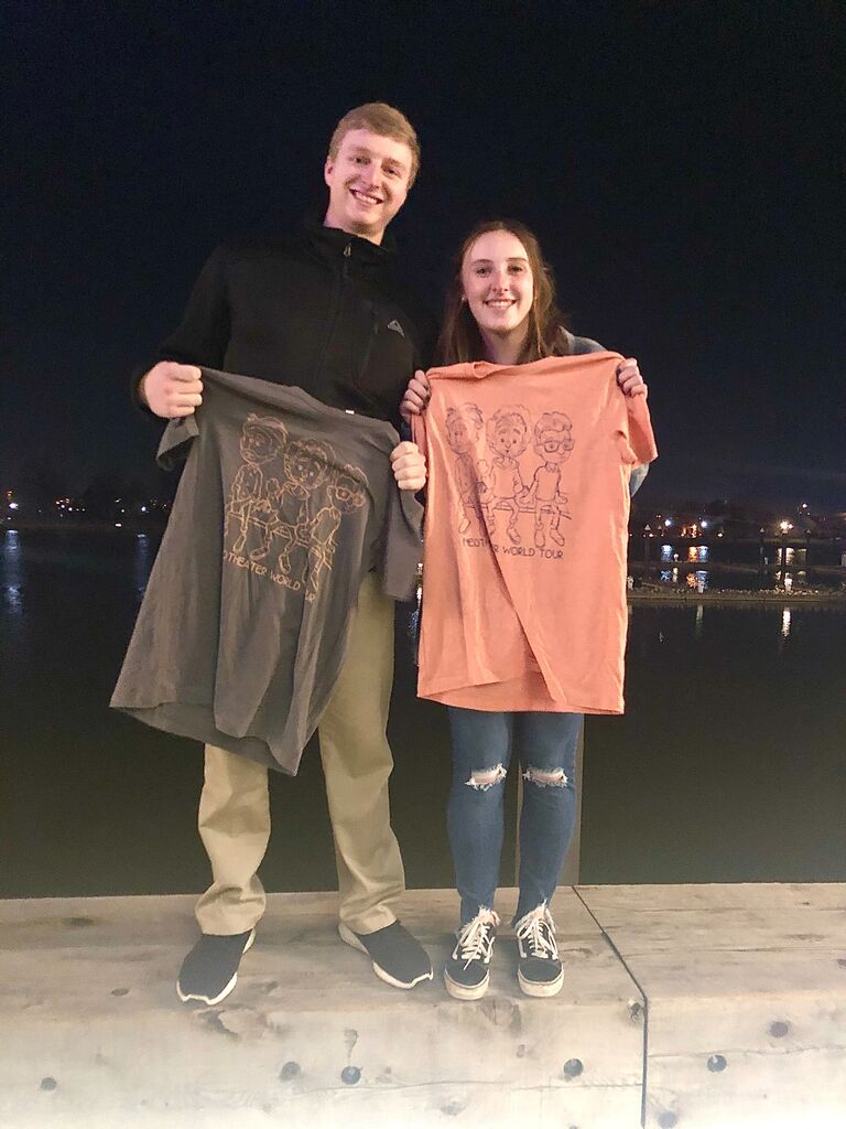 Sara and DJ celebrated their first anniversary weekend going to see their favorite band, AJR, for the first time in concert together. They managed to beat the rush out of the venue and get matching shirts! 