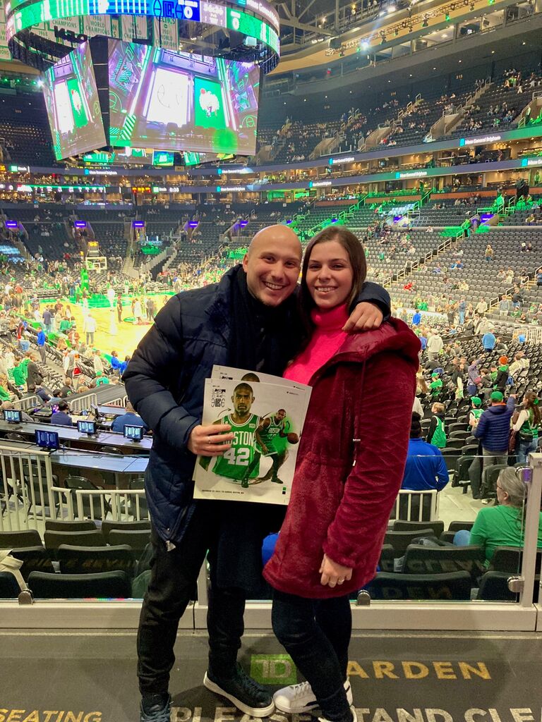 First visit to Sam's hometown, first time in the USA, first Celtics game.