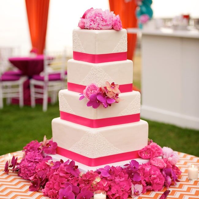 Four Tier Square Wedding Cake